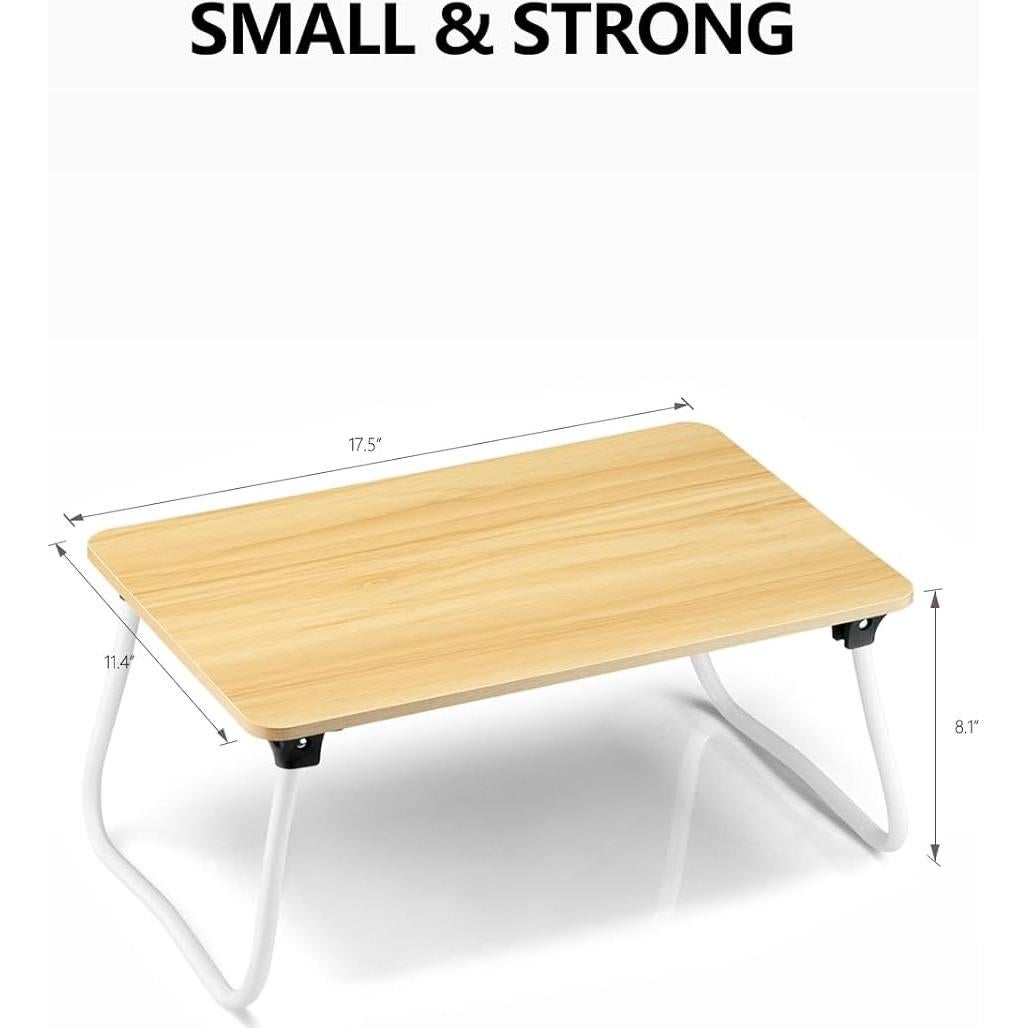 Portable Lap Desk Bed Desk Lap Table Bed Table, Laptop Stand Breakfast Serving Tray, Foldable & Lightweight Mini Table, Lap Tablet Desk for Sofa Couch Floor - - Wood