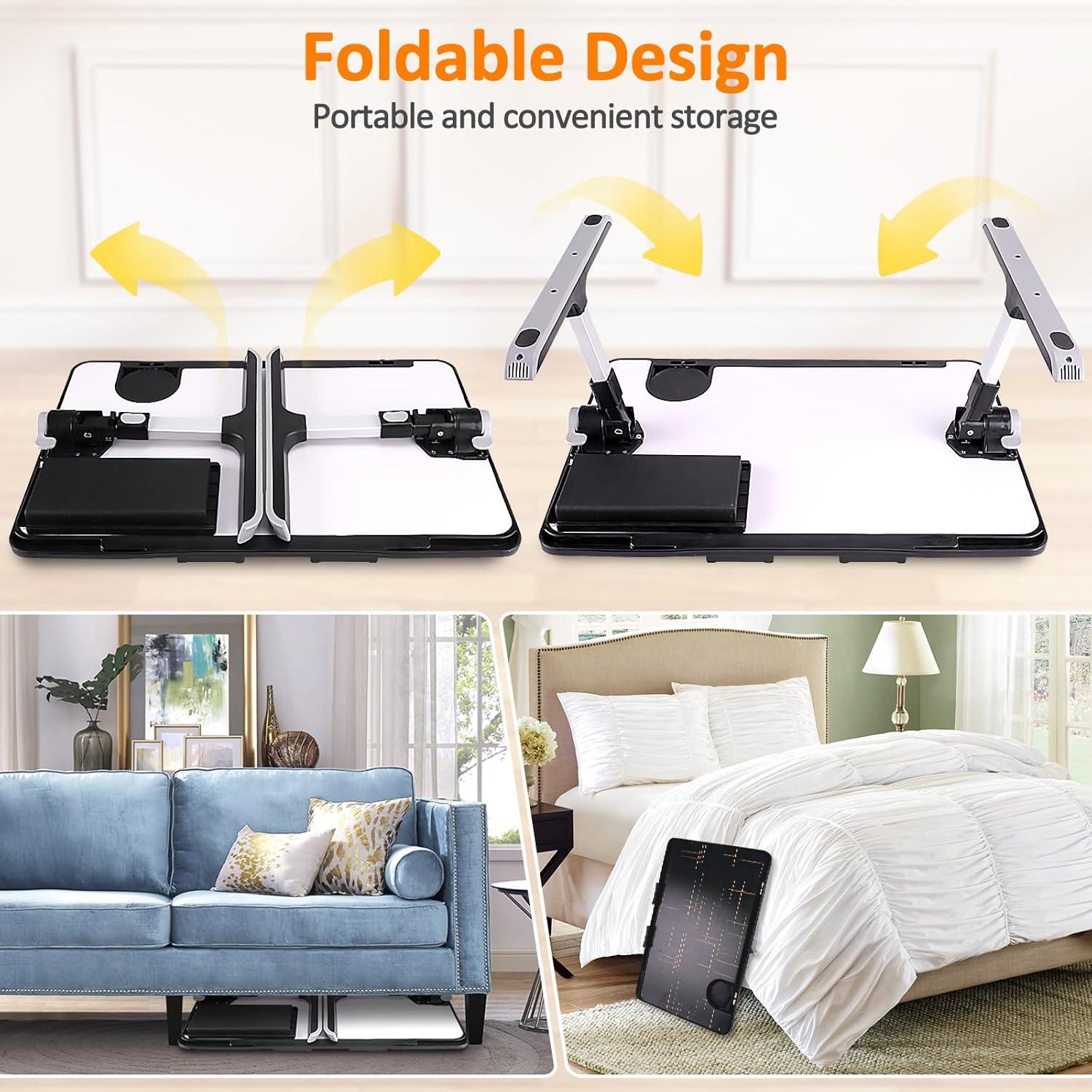 Mesa de Regazo Ajustable WONSAR 60x40 cm con Cajón y Portavasos