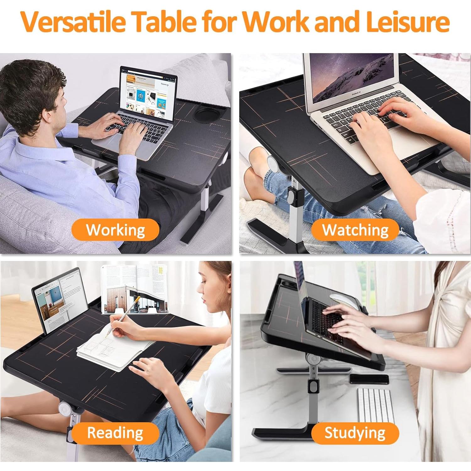 Mesa de Regazo Ajustable WONSAR 60x40 cm con Cajón y Portavasos