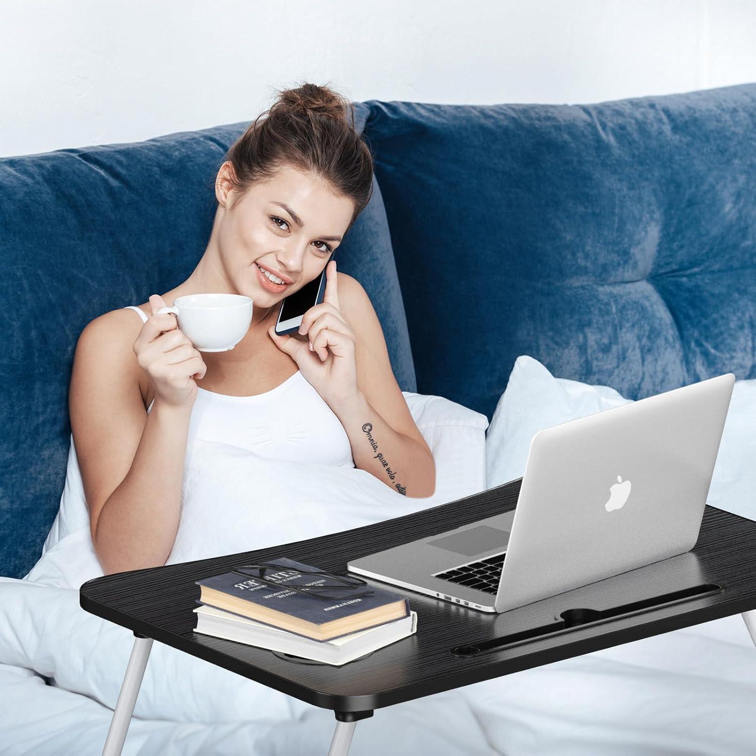 Mesa de cama portátil plegable Mayyol - Soporte para taza y tablet