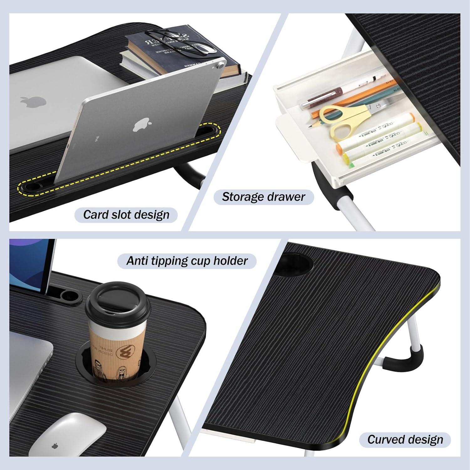 Mesa de cama portátil plegable Mayyol - Soporte para taza y tablet