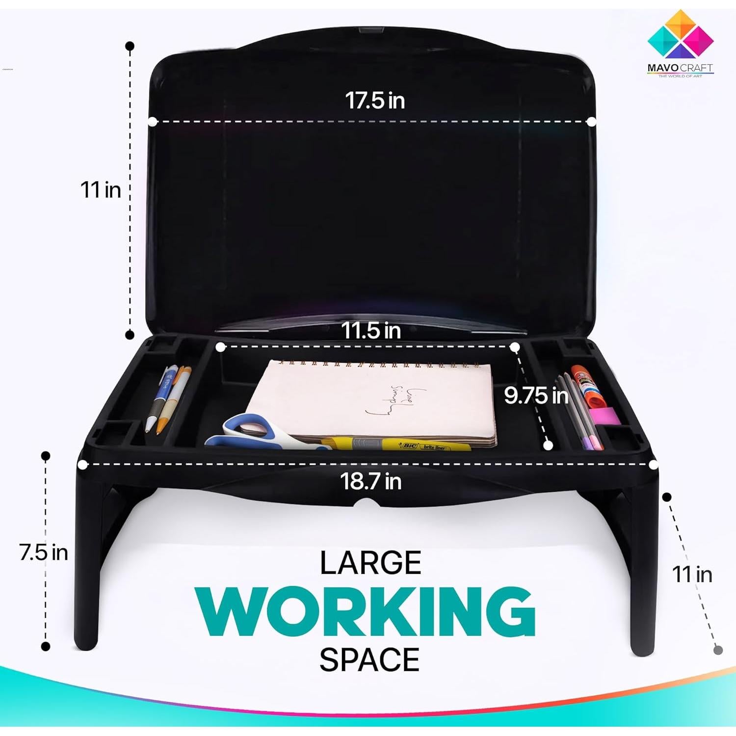 Escritorio Plegable Mavo Craft Negro con Almacenamiento 44.5x30.5cm