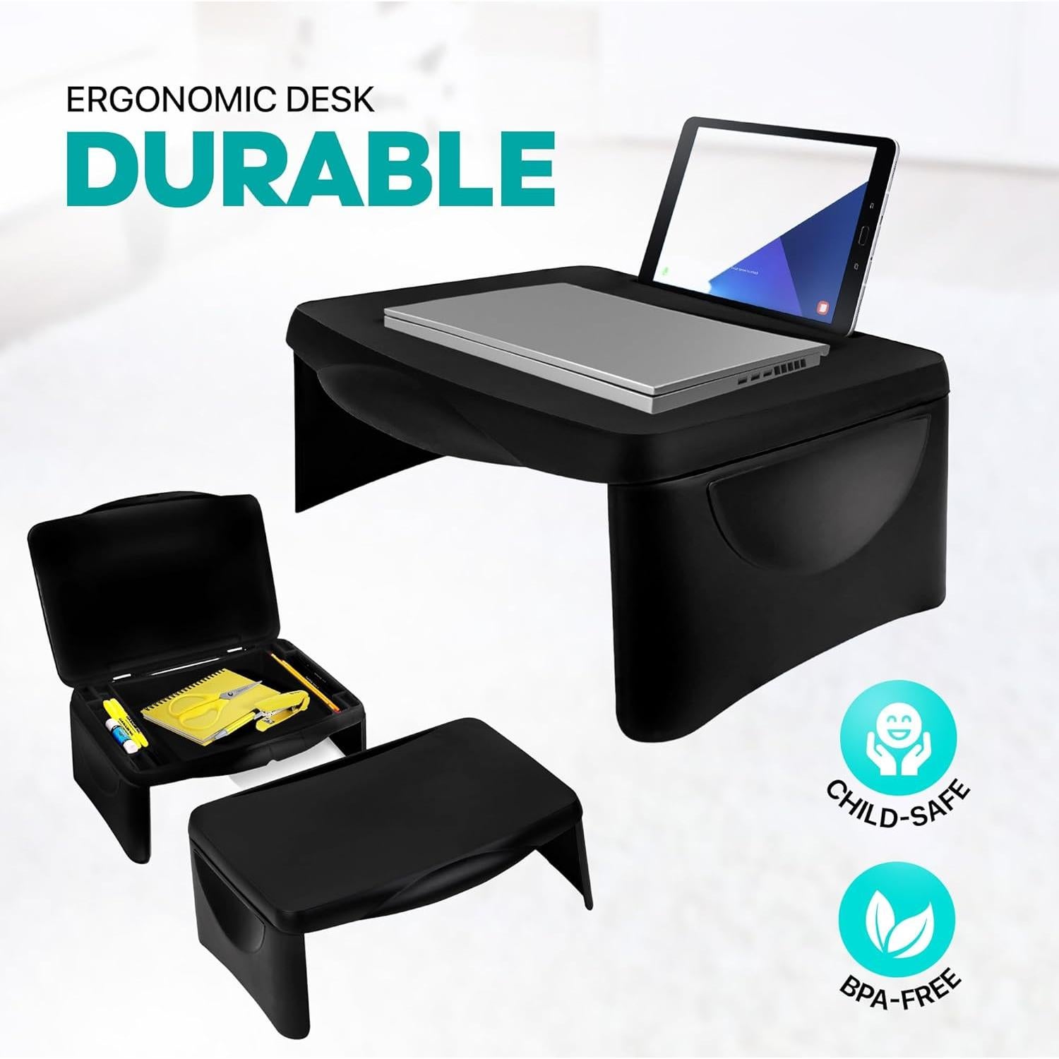 Escritorio Plegable Mavo Craft Negro con Almacenamiento 44.5x30.5cm