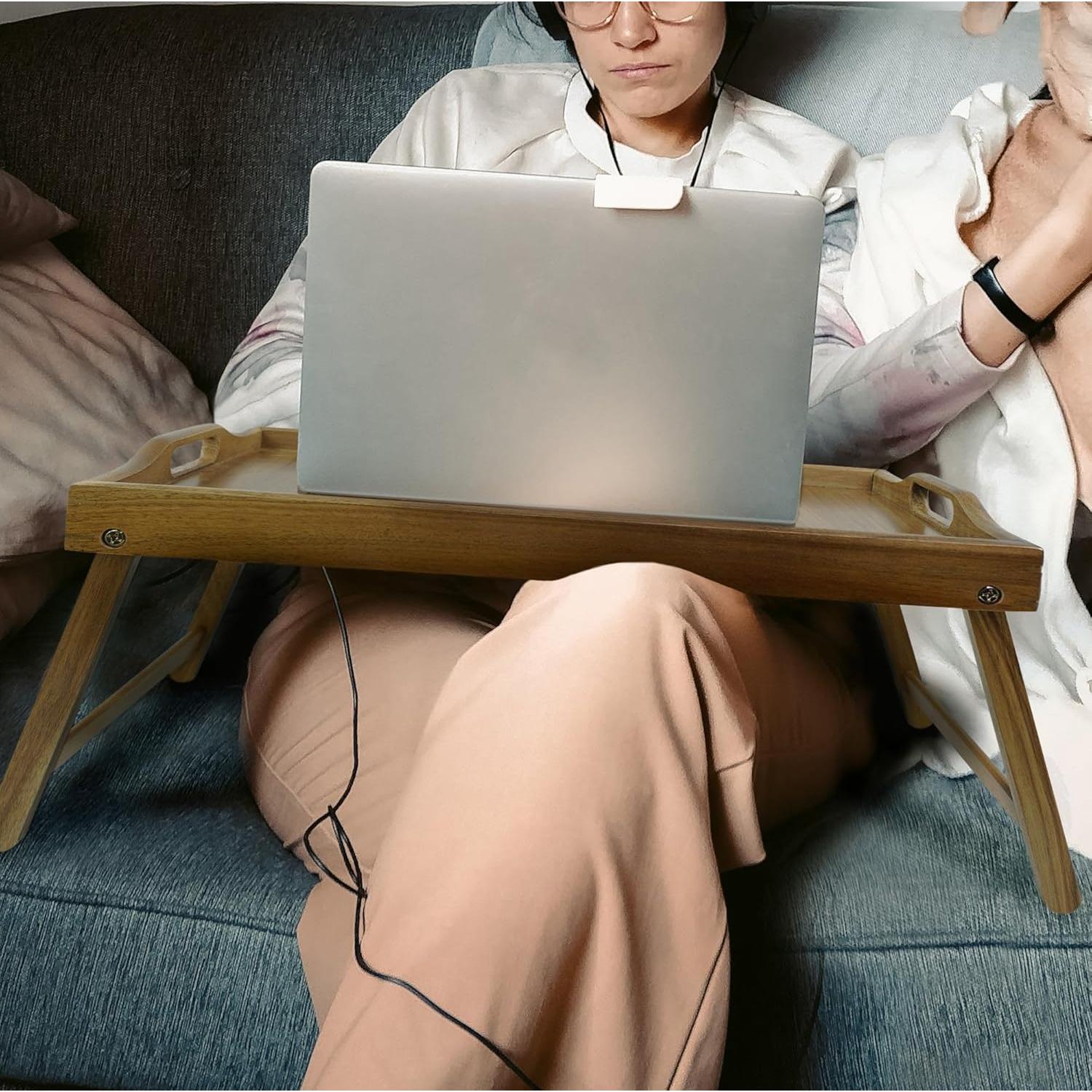 Mesa Bandeja de Cama Utoplike Acacia 50.8x33.4 cm Plegable