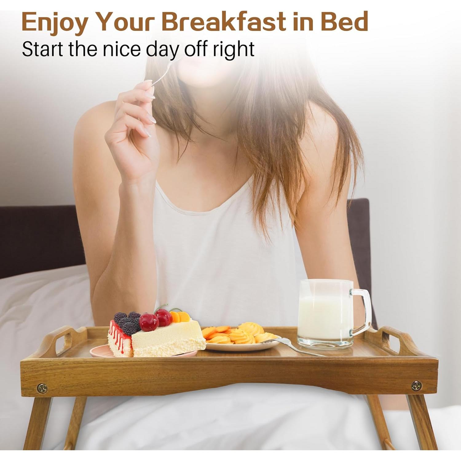 Mesa Bandeja de Cama Utoplike Acacia 50.8x33.4 cm Plegable
