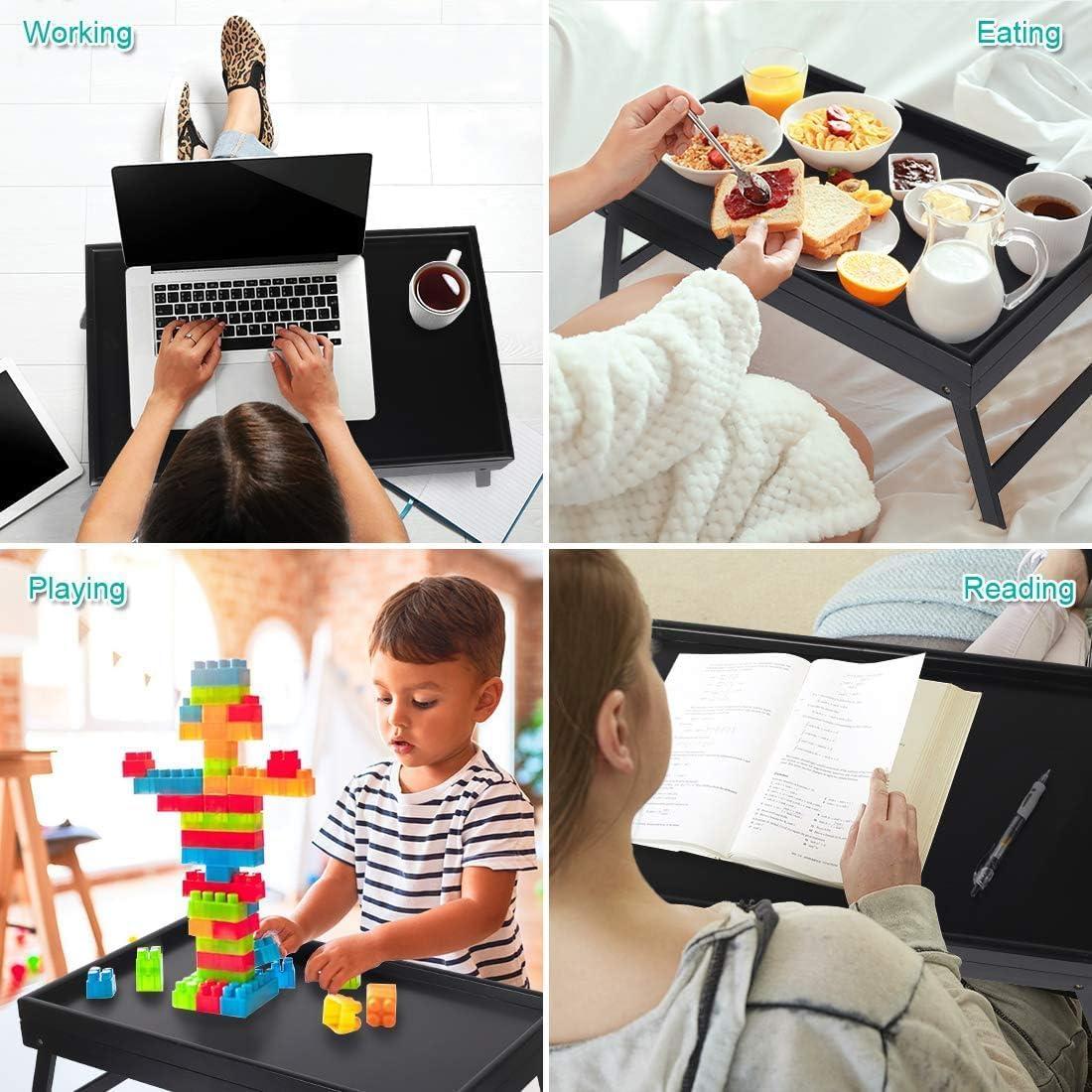 Mesa de cama ajustable Artmeer para desayuno y laptop - Negro