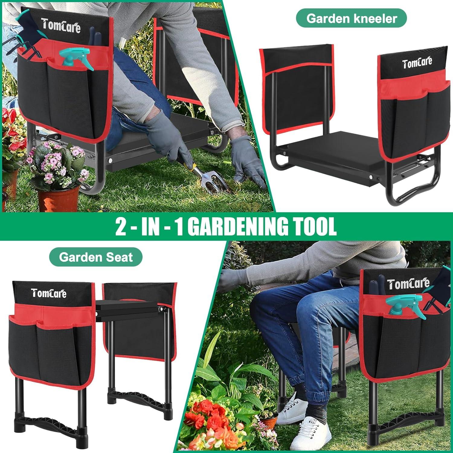 Rodillo y Asiento de Jardín TomCare 27 cm Almohadilla Suave Plegable