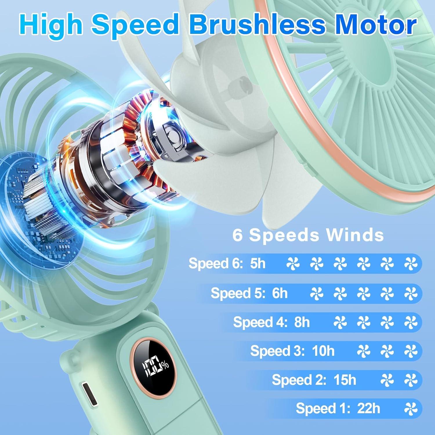 Ventilador Portátil CRISLEX 5200mAh Recargable USB 6 Velocidades