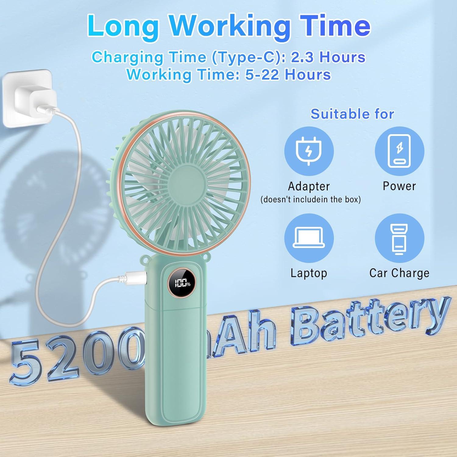 Ventilador Portátil CRISLEX 5200mAh Recargable USB 6 Velocidades