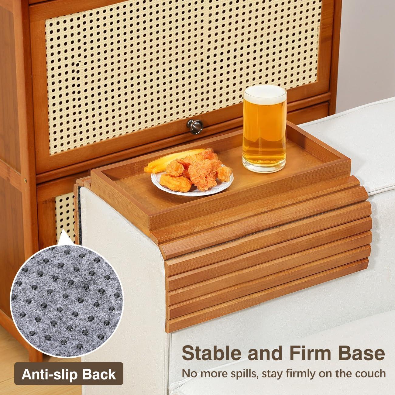 Mesa de bandeja para sofá Kssiaz de bambú antideslizante