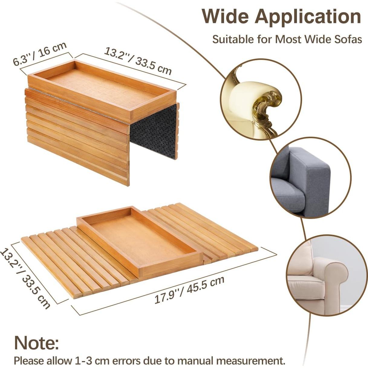 Mesa de bandeja para sofá Kssiaz de bambú antideslizante