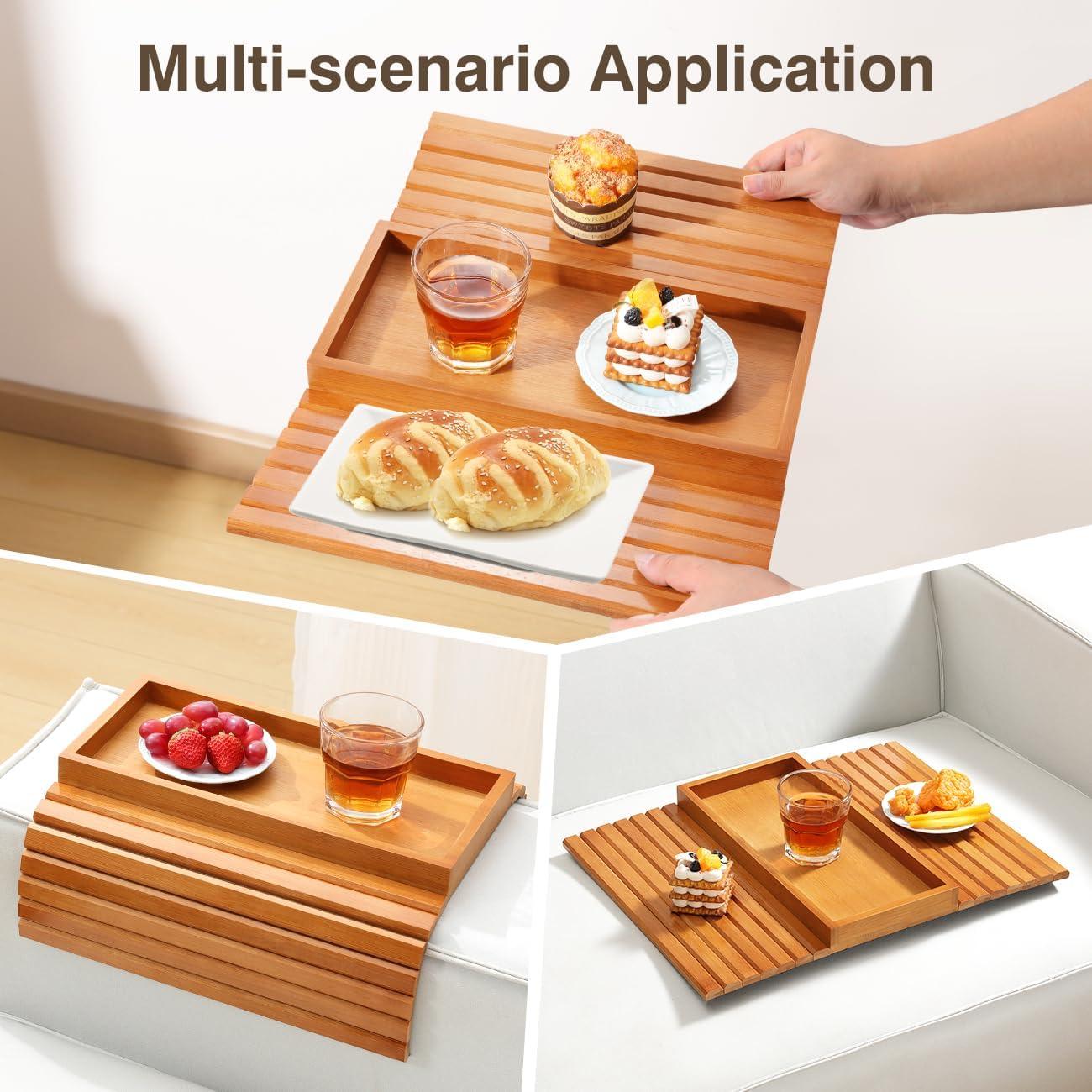 Mesa de bandeja para sofá Kssiaz de bambú antideslizante