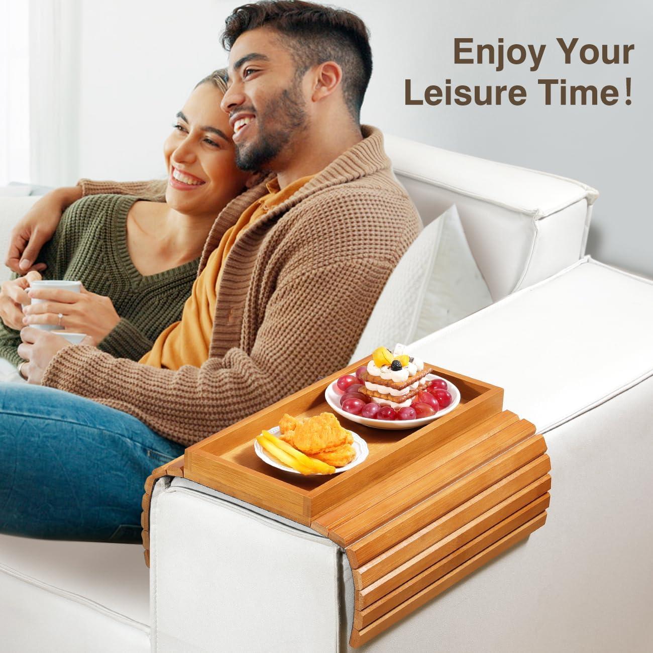 Mesa de bandeja para sofá Kssiaz de bambú antideslizante