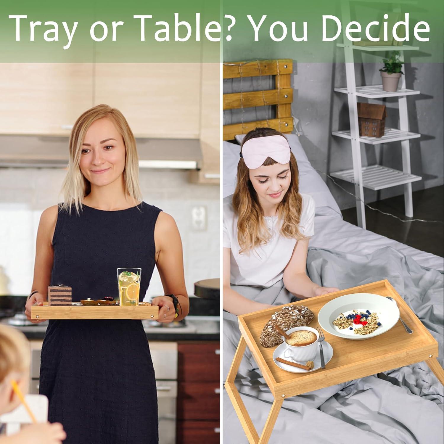 Mesa de cama plegable de bambú Promitop 2 piezas 40x30 cm