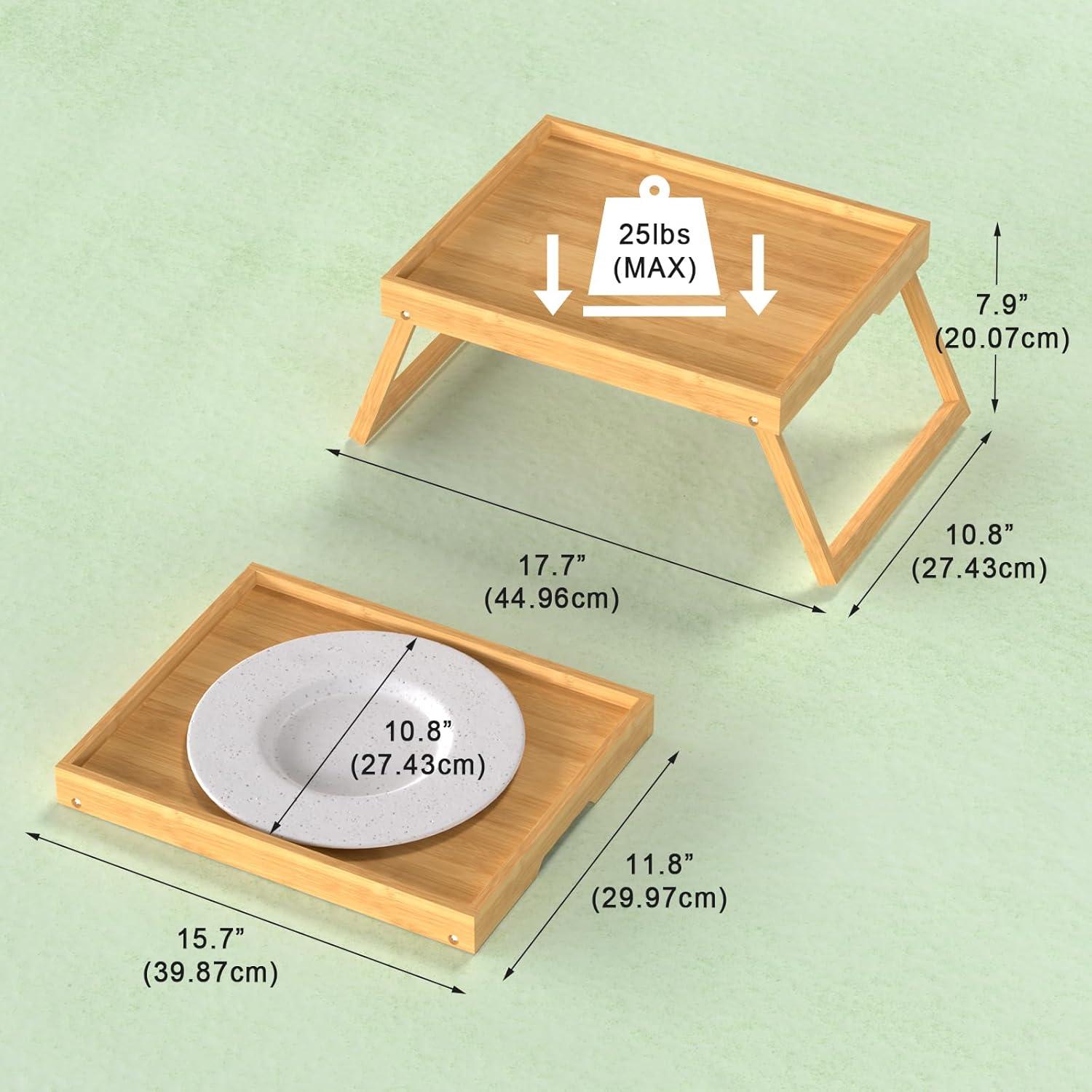 Mesa de cama plegable de bambú Promitop 2 piezas 40x30 cm