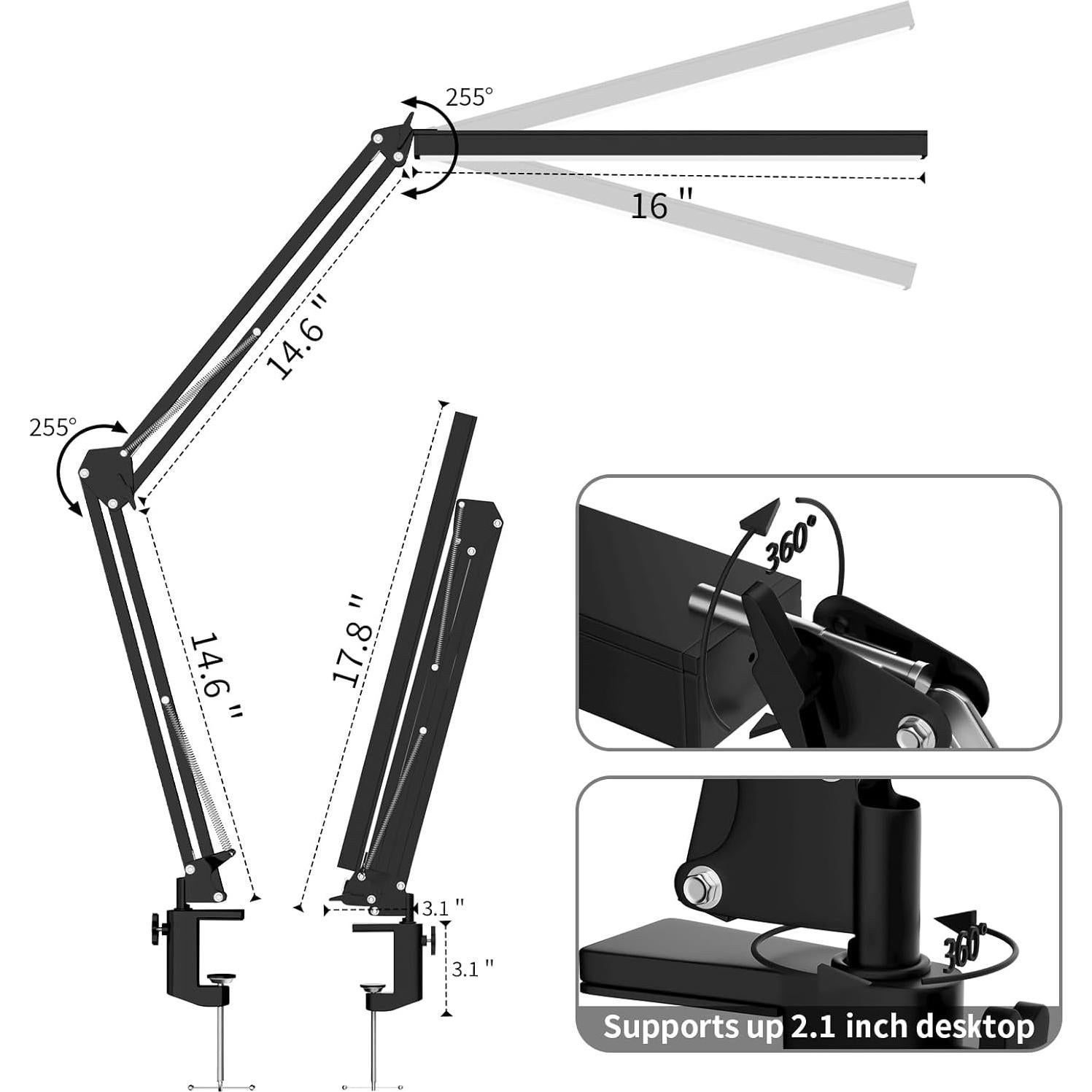 Lámpara de Escritorio LED BZBRLZ Regulable 3 Modos 10 Niveles