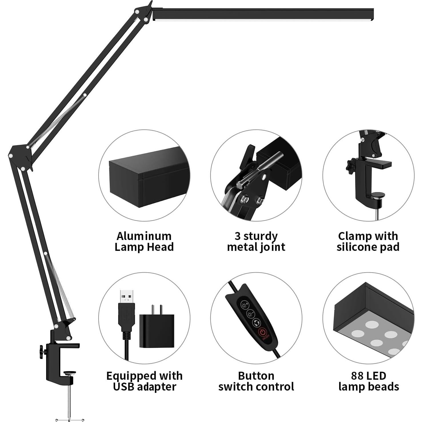 Lámpara de Escritorio LED BZBRLZ Regulable 3 Modos 10 Niveles