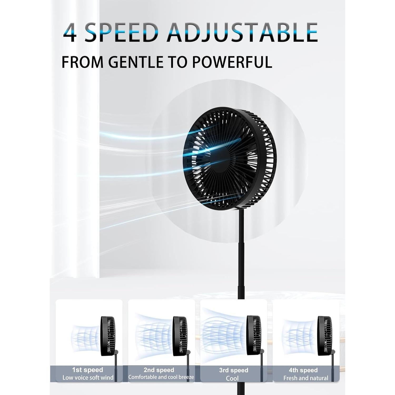 Ventilador Plegable UN UNITEDTIME 8" con Control Remoto 7200mAh