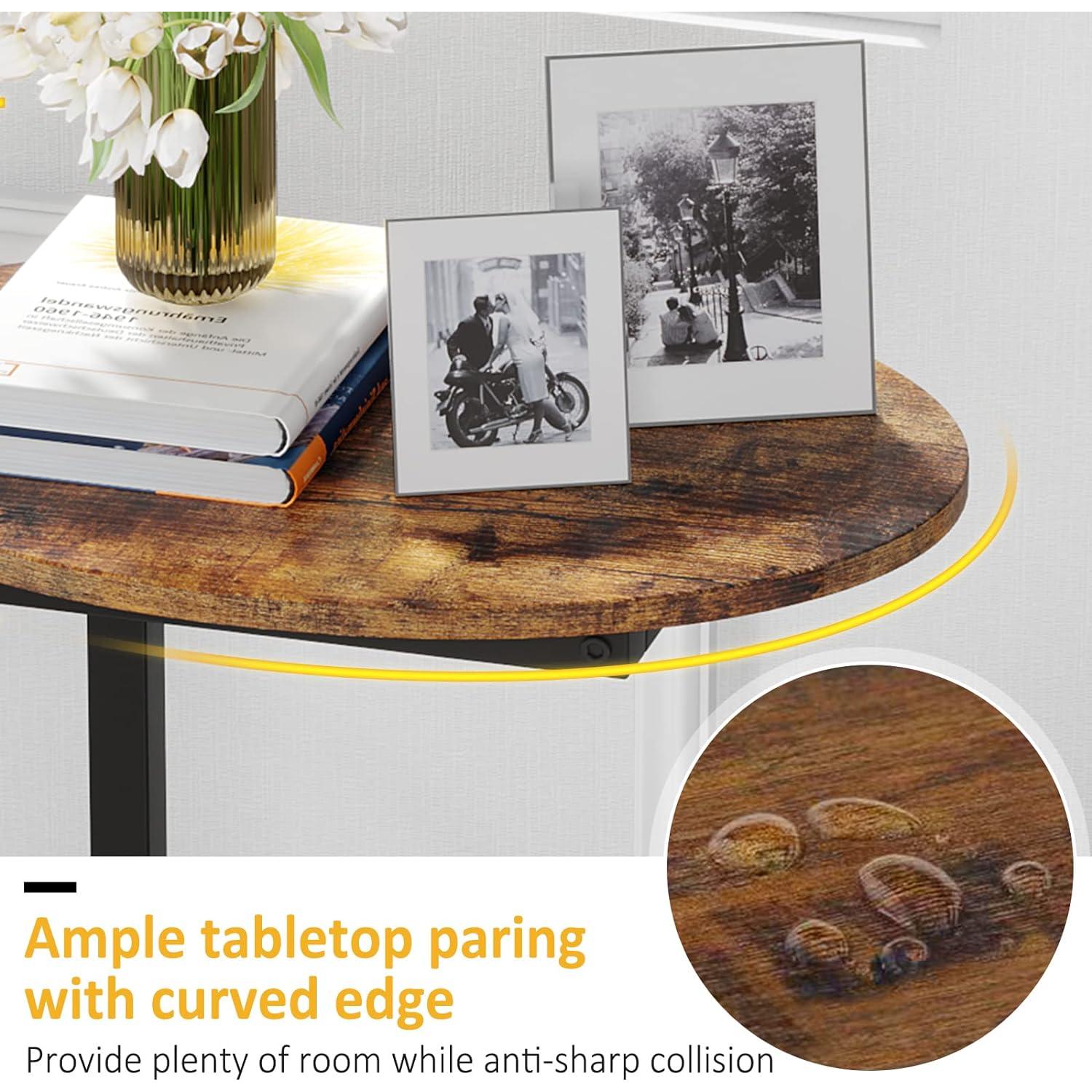 Mesa Lateral Hosfais ET006 Ovalada de Madera y Metal 39.9x32x65 cm