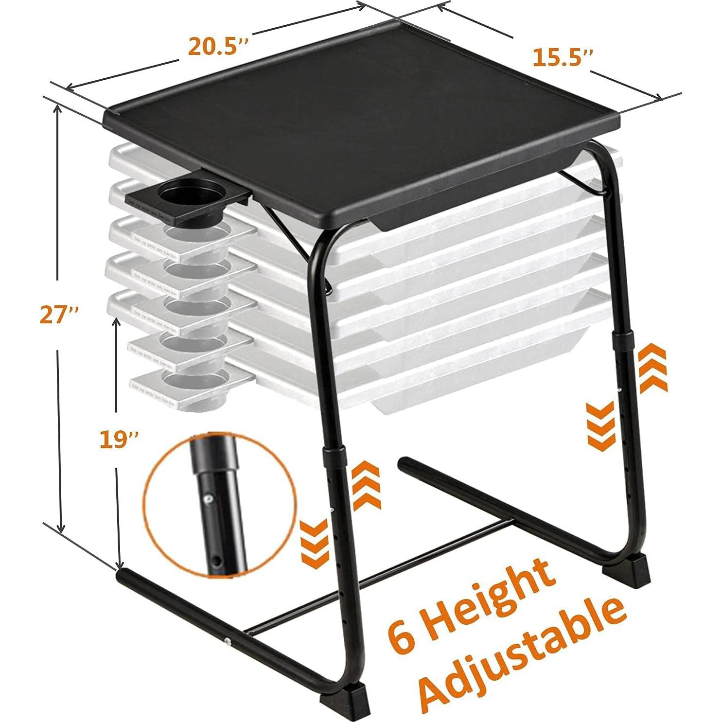 Mesa de bandeja de TV Rubypin ajustable 52.1x39.4cm Negro