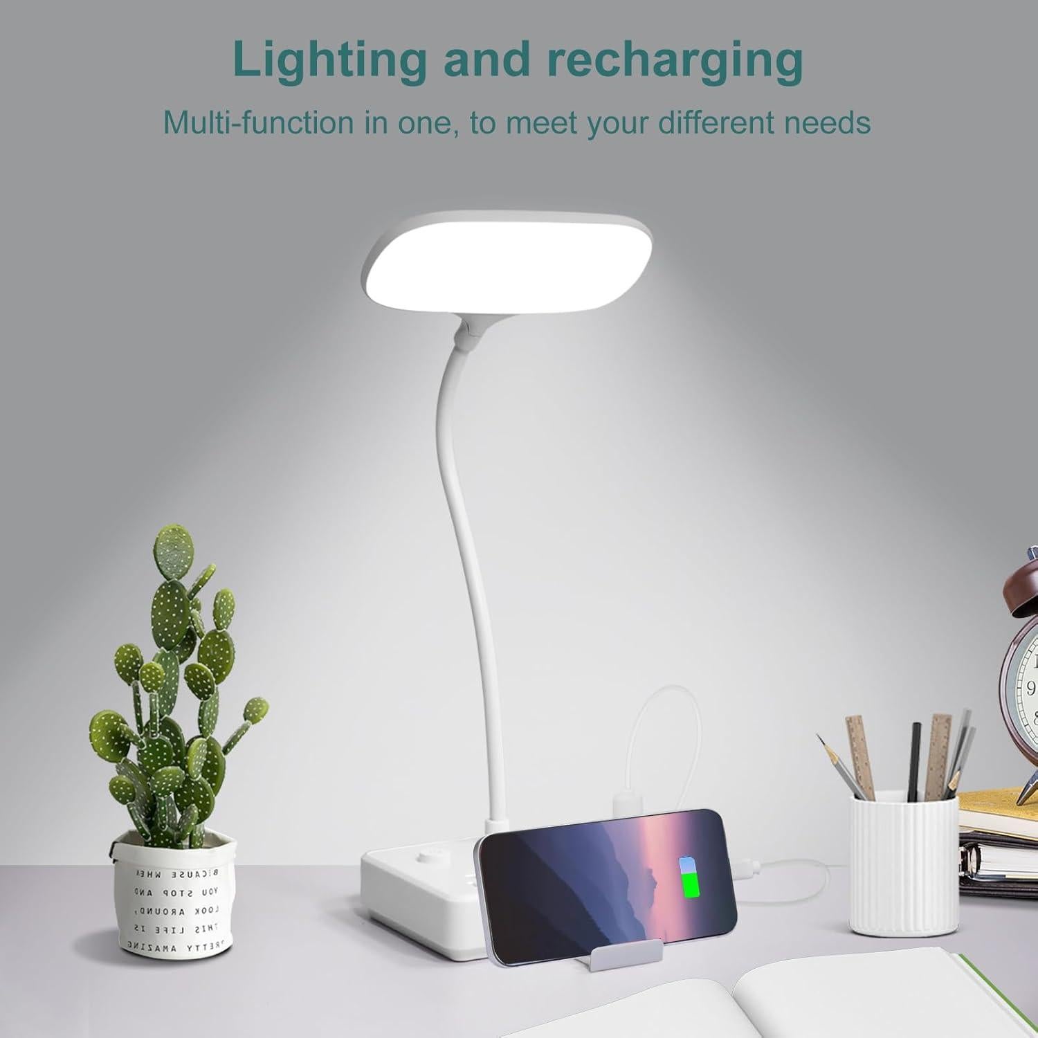 Lámpara de Escritorio LED Romatico con 2 USB y 4 Salidas AC