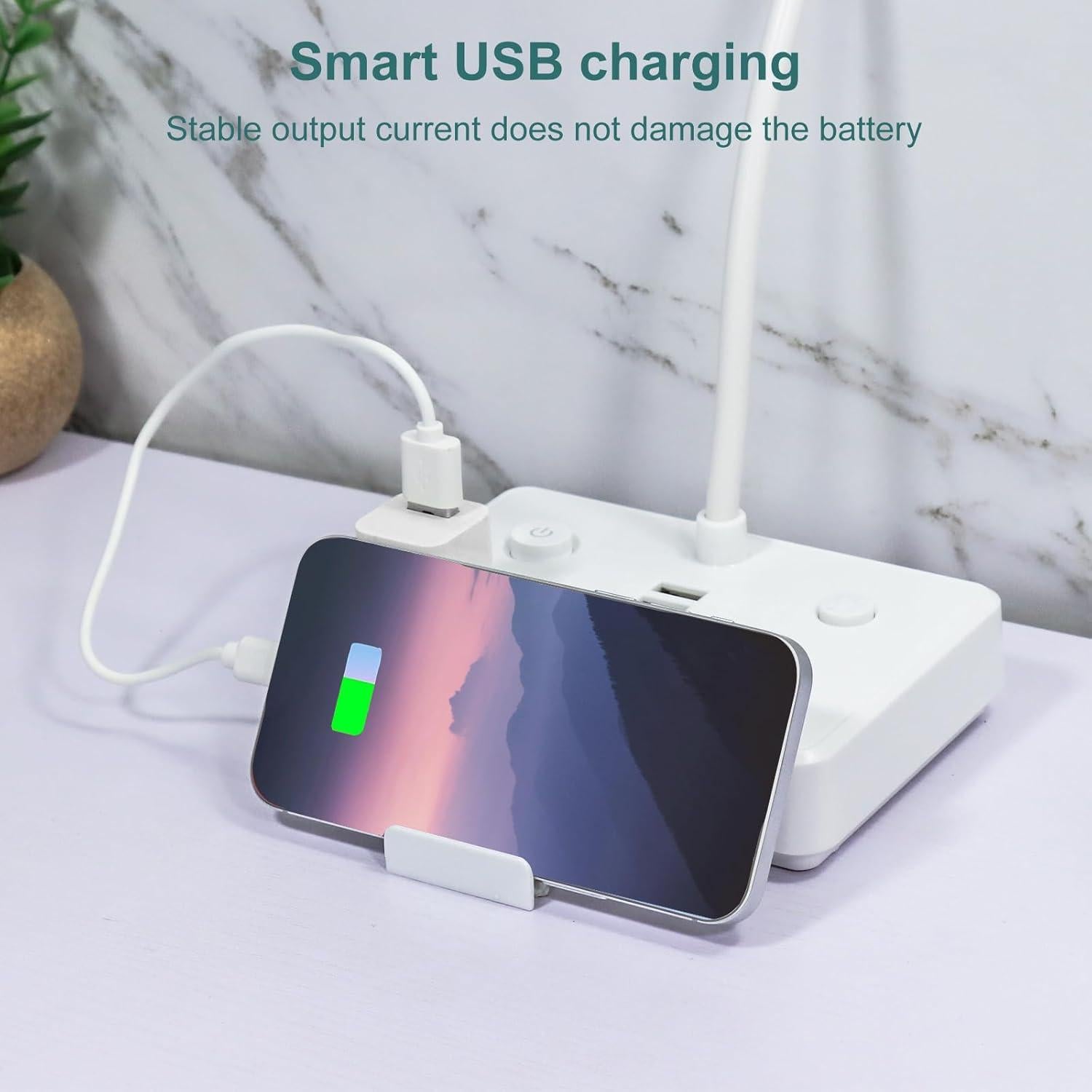 Lámpara de Escritorio LED Romatico con 2 USB y 4 Salidas AC