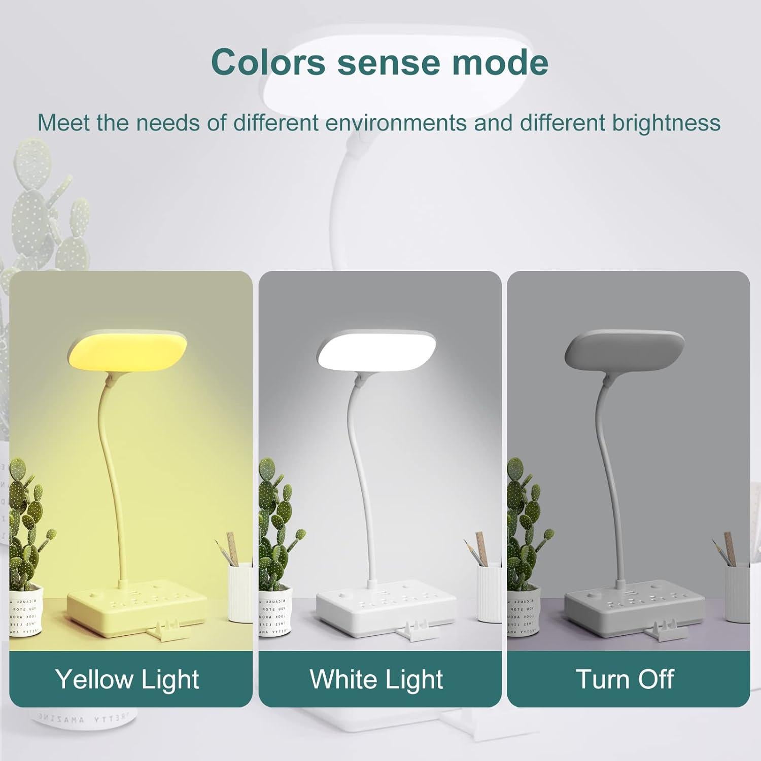 Lámpara de Escritorio LED Romatico con 2 USB y 4 Salidas AC