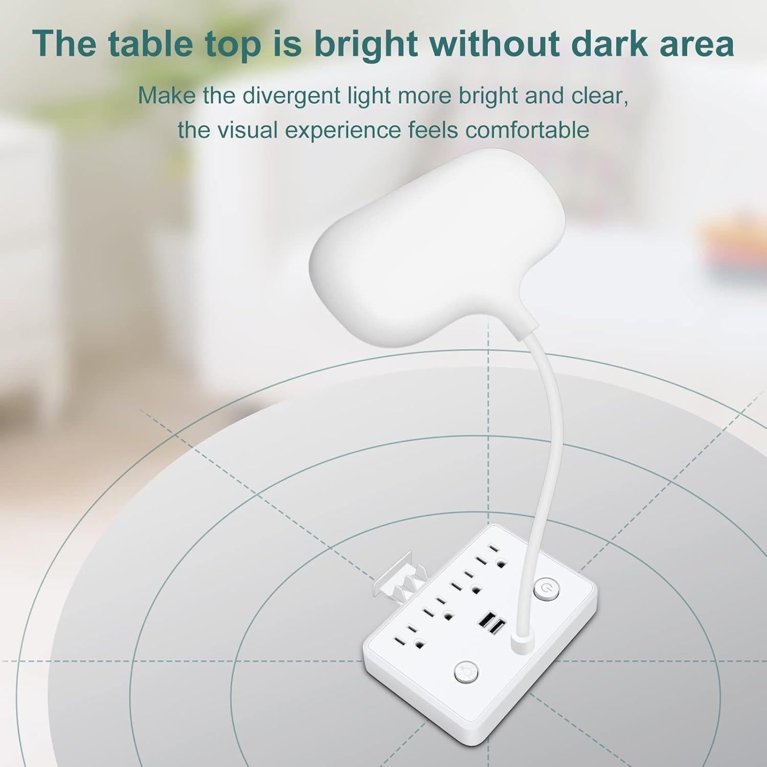 Lámpara de Escritorio LED Romatico con 2 USB y 4 Salidas AC