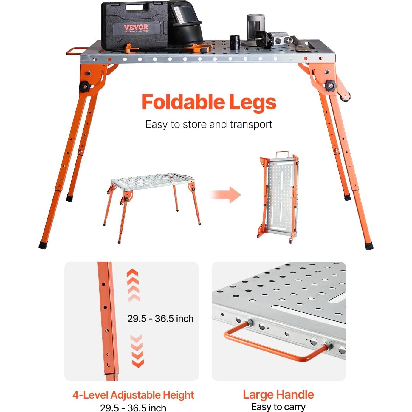 Mesa de Soldadura Plegable VEVOR 112x53 cm 227 kg Ajustable