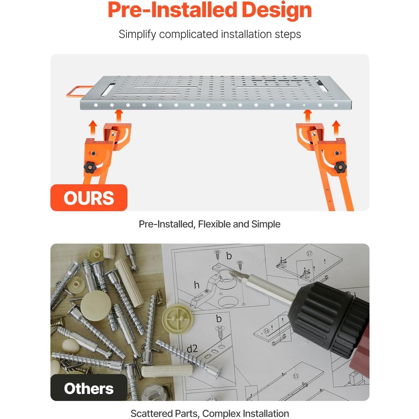 Mesa de Soldadura Plegable VEVOR 112x53 cm 227 kg Ajustable