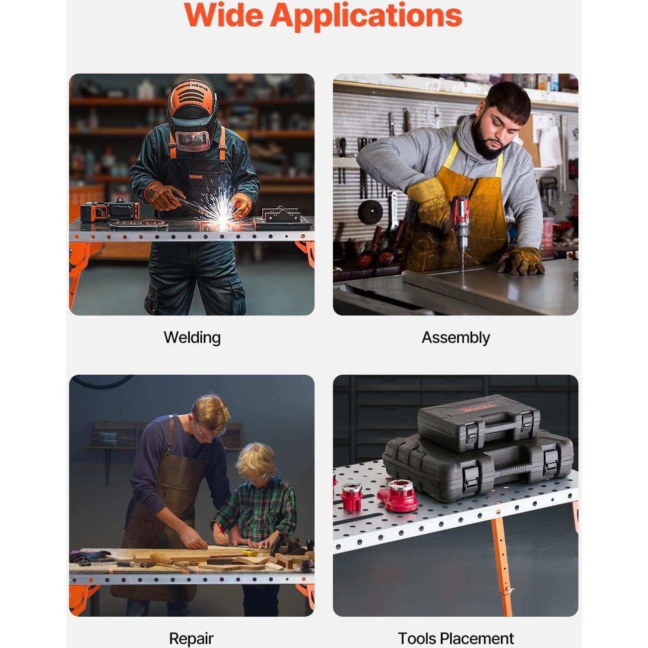 Mesa de Soldadura Plegable VEVOR 112x53 cm 227 kg Ajustable