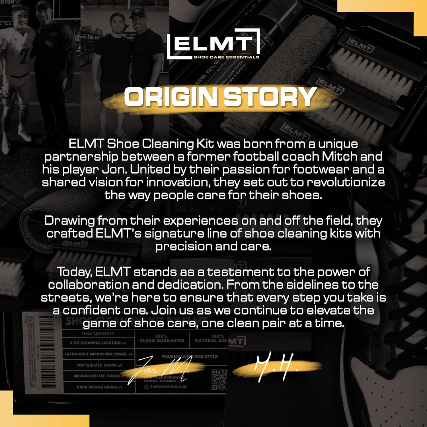 Kit de Limpiador de Zapatos ELMT - 236.6 ml, 3 Cepillos, Toalla