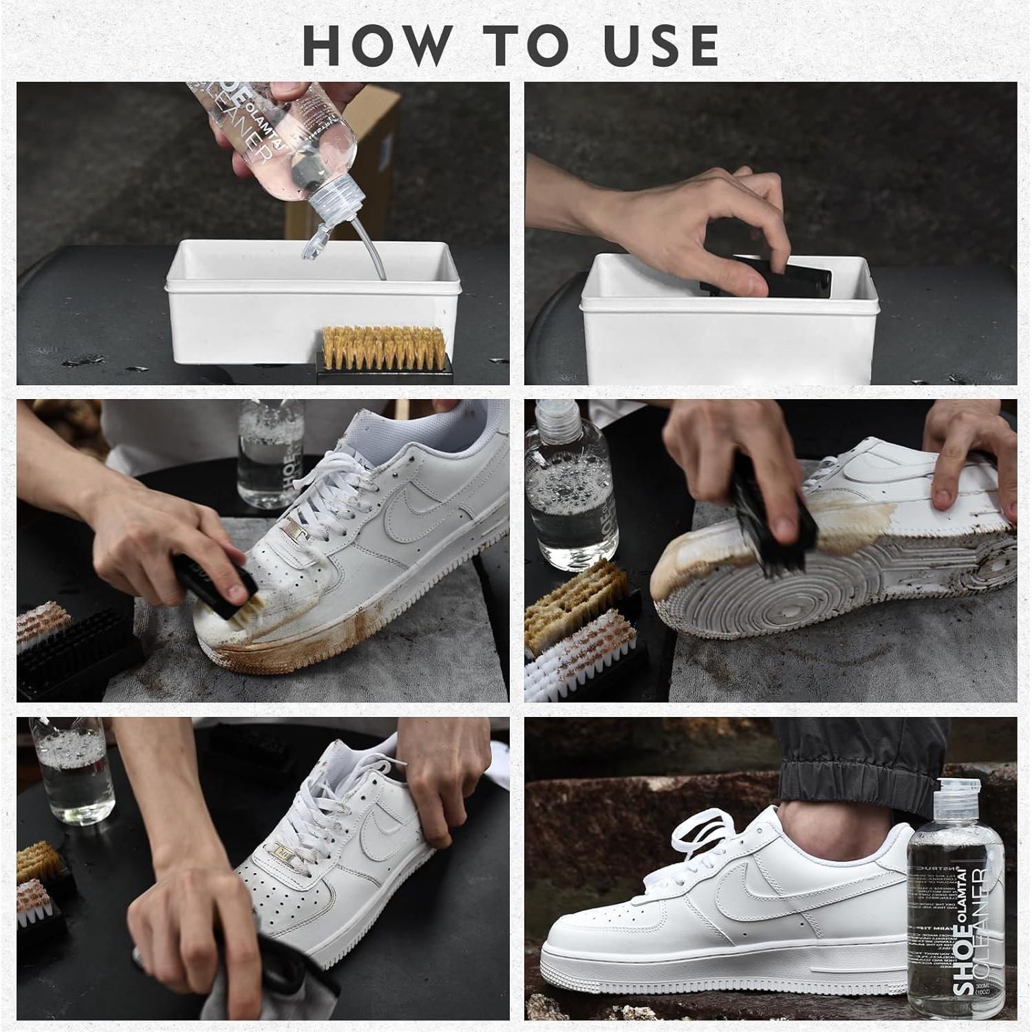 Kit Limpiador de Zapatos OLAMTAI 10Oz (0.28L) con 3 Cepillos