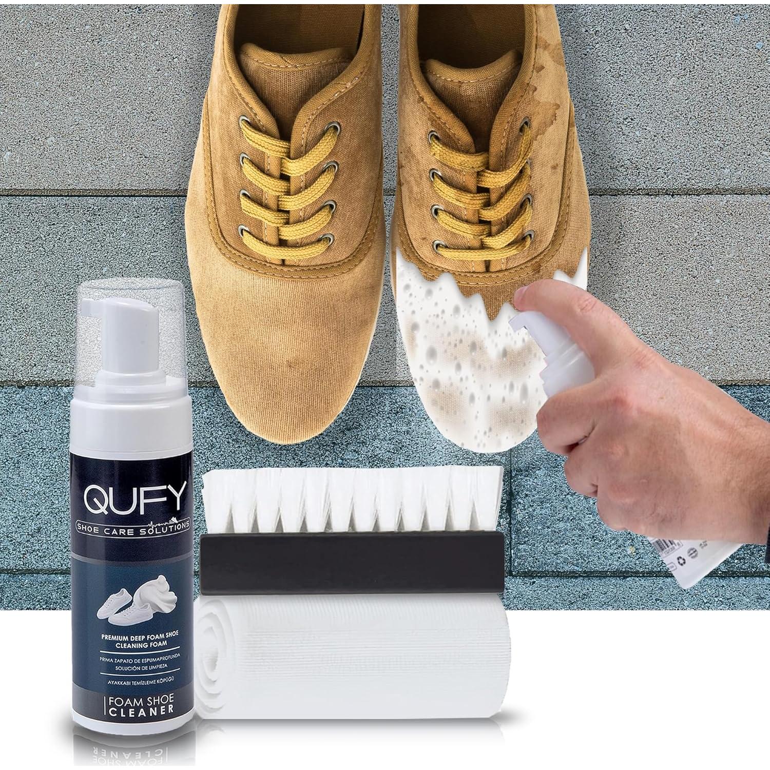 Kit de Cuidado de Zapatos QUFY 3en1 - Limpiador, Cepillo y Paño