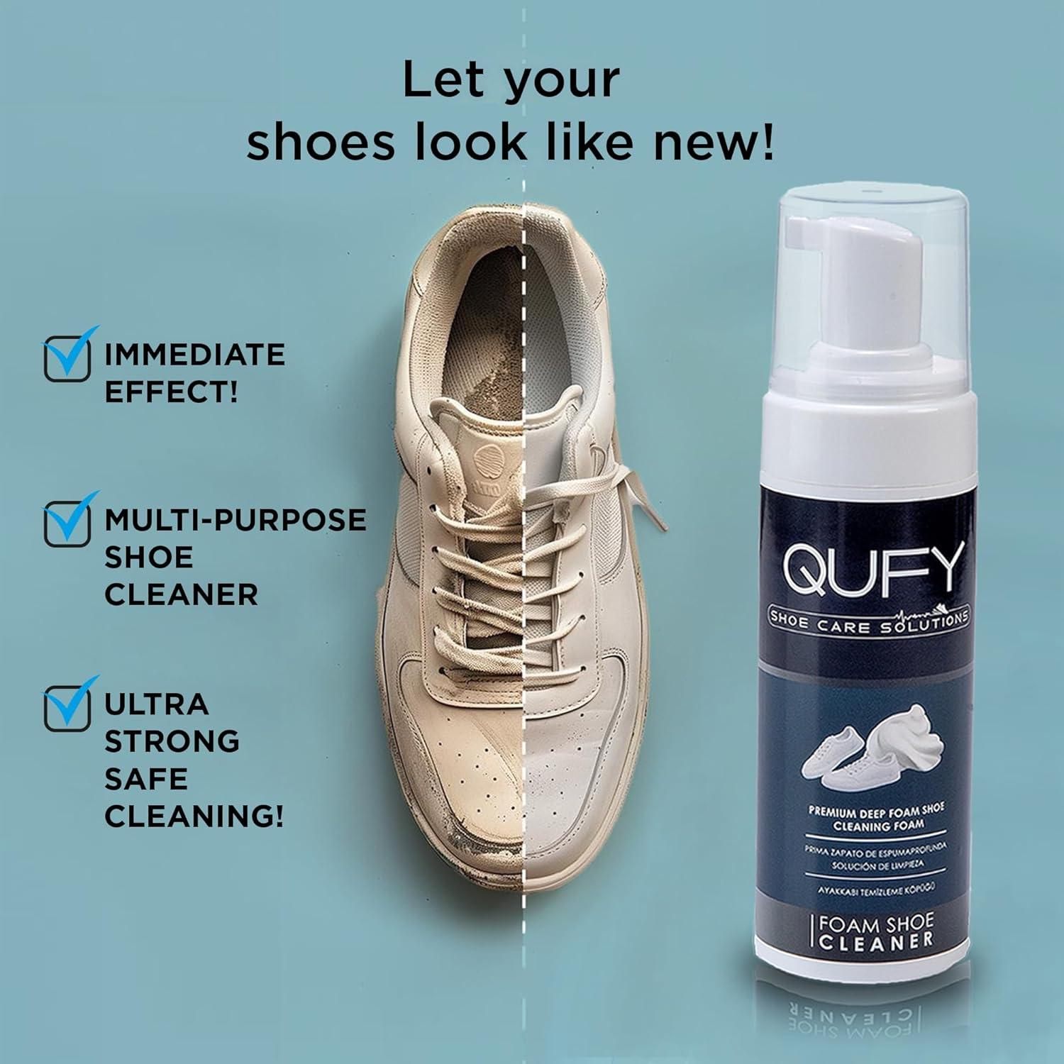 Kit de Cuidado de Zapatos QUFY 3en1 - Limpiador, Cepillo y Paño