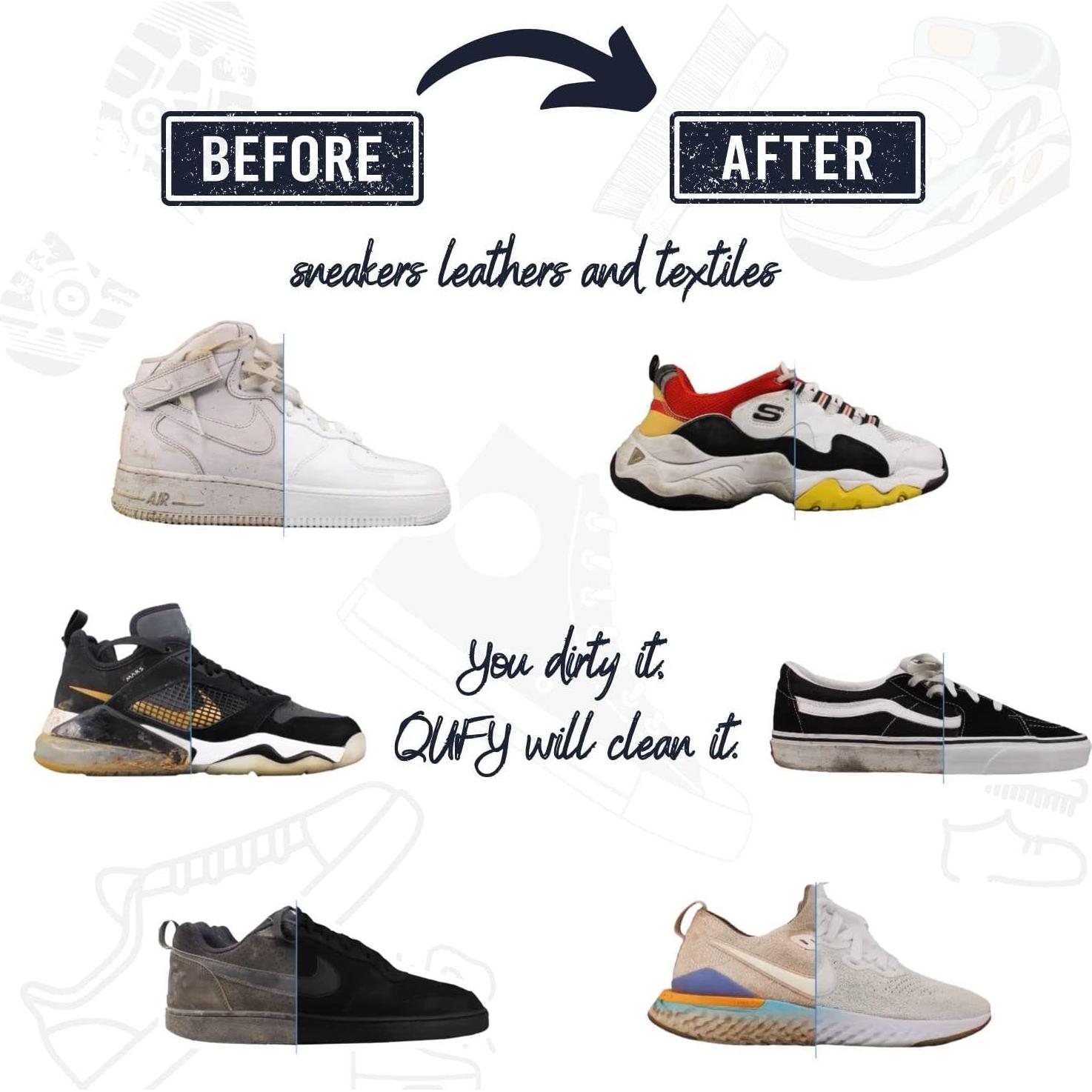 Kit de Cuidado de Zapatos QUFY 3en1 - Limpiador, Cepillo y Paño