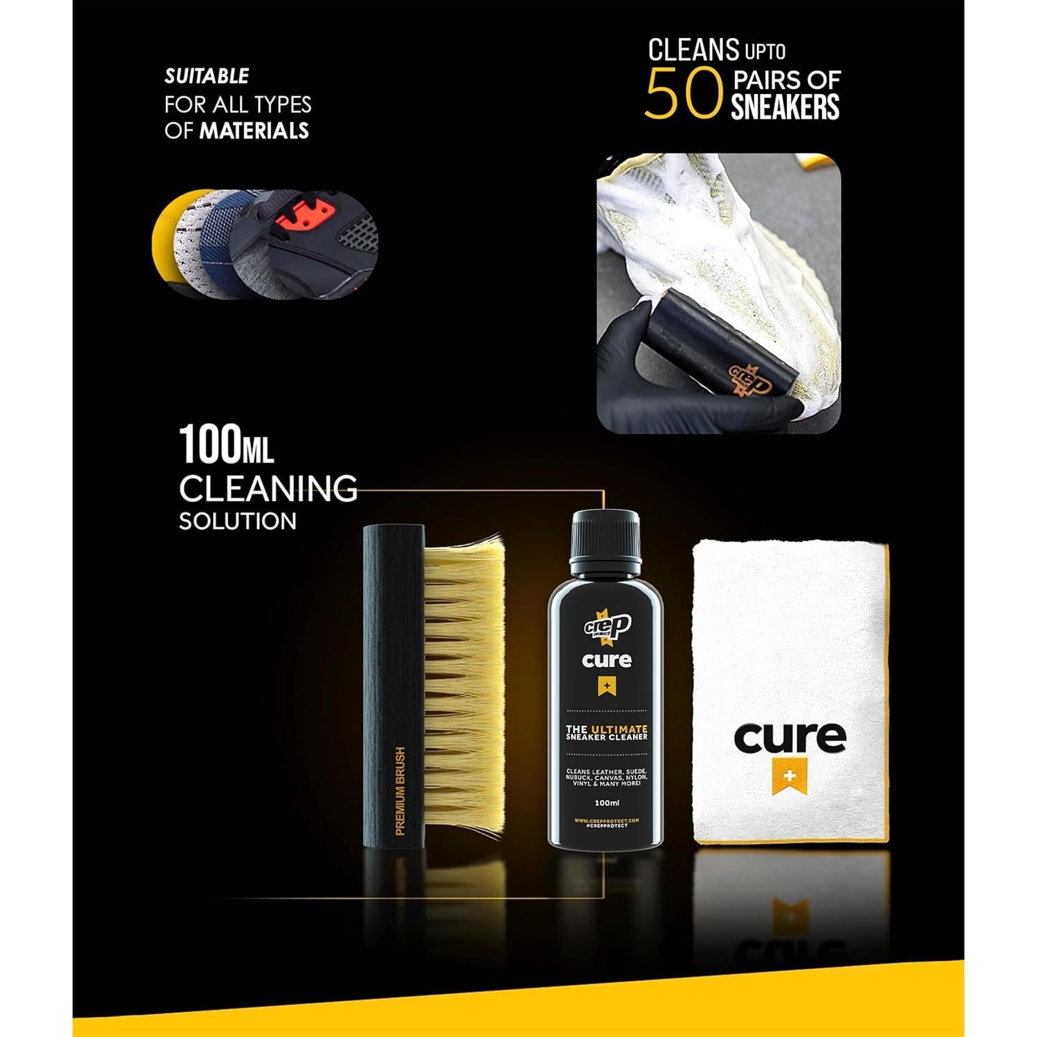 Crep Protect Shoe Care Pack - Premium Sneaker Cleaning Kit with 6 x Sneaker Wipes, 2 x Pill, Eraser, 3.5 oz Cleaning Solution, Microfibre Cloth & Brush