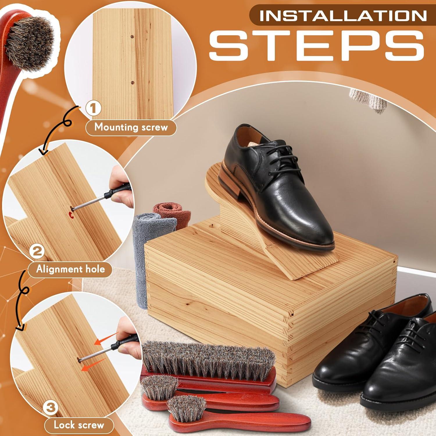 Kit de Cuidado de Zapatos Wovnet 9 Piezas con Caja de Madera