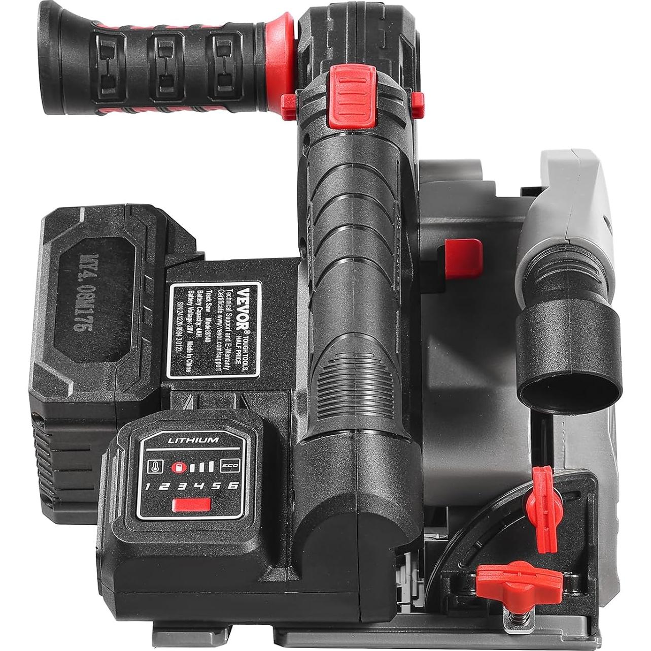 VEVOR Cordless Track Saw, 5-1/2 in Blade, Brushless Plunge Circular Saw Kit, with one 4Ah 20V Battery and Charger, Hard Case, 2.05 in Cutting Depth, for Wood, Plastic, Compatible with Makita Batteries