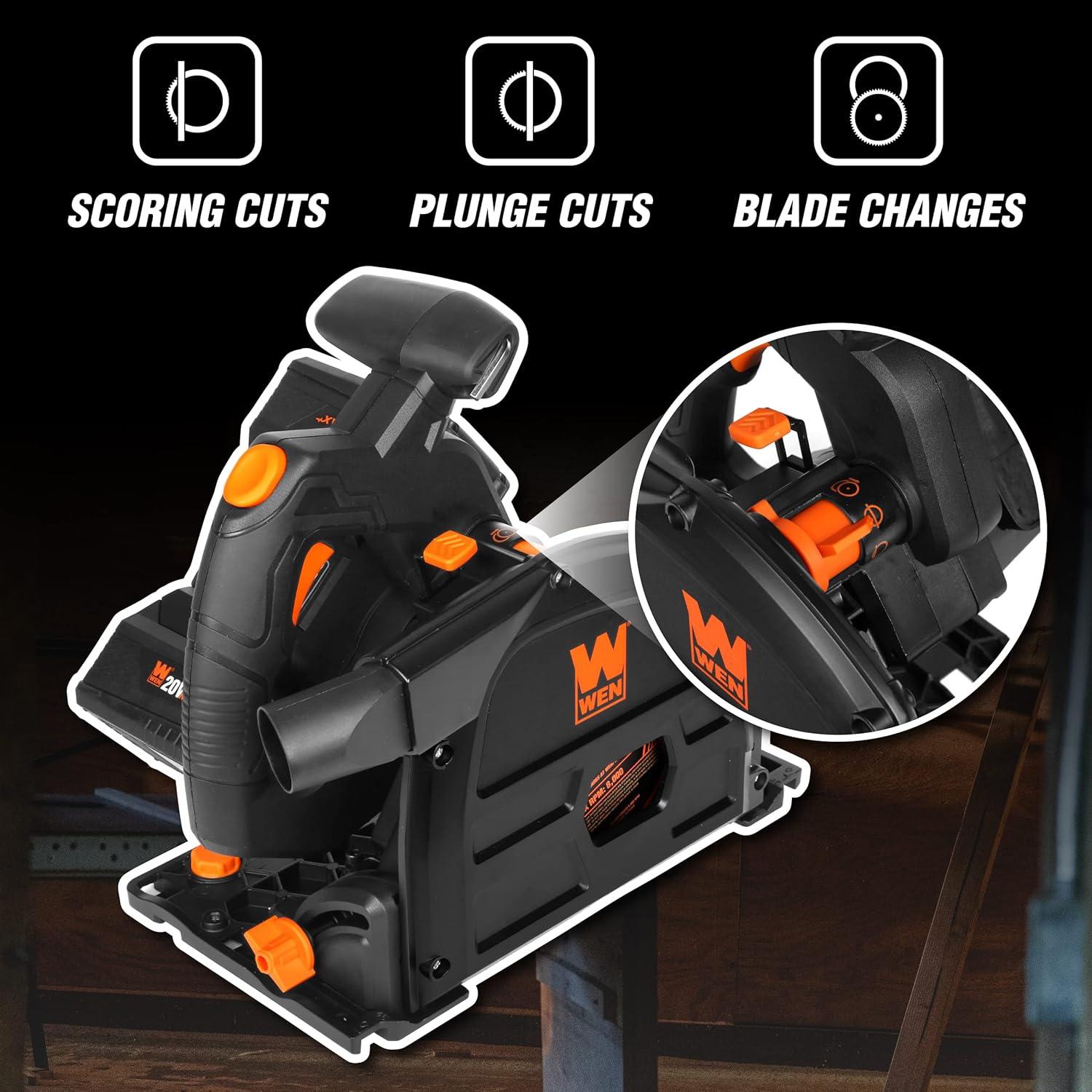 Sierra de Carril Inalámbrica WEN 6.5" con 2 Baterías 20V