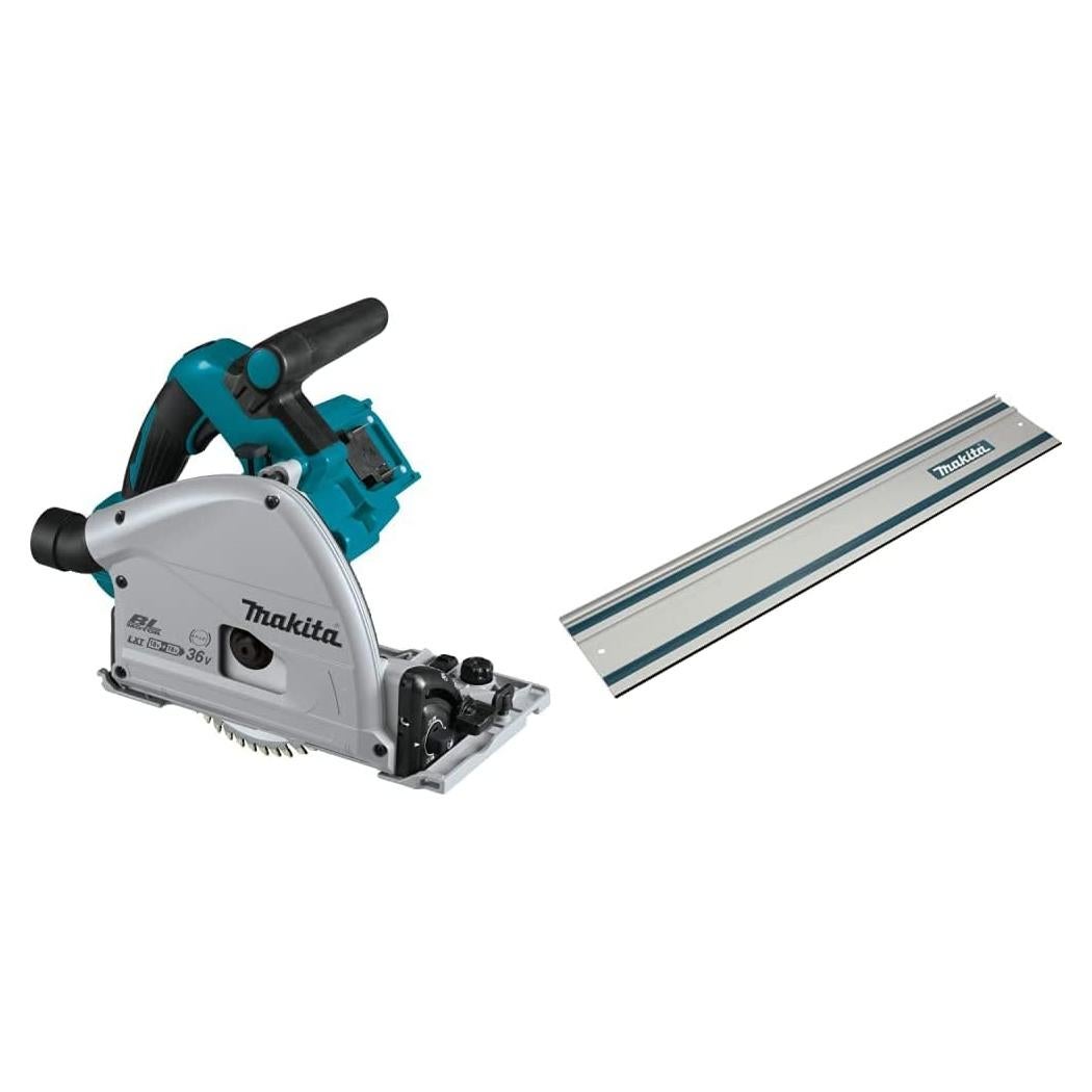 Makita XPS01Z 36V (18V X2) LXT Brushless 6-1/2" Plunge Circular Saw, Tool Only, and 199140-0 39" Guide Rail