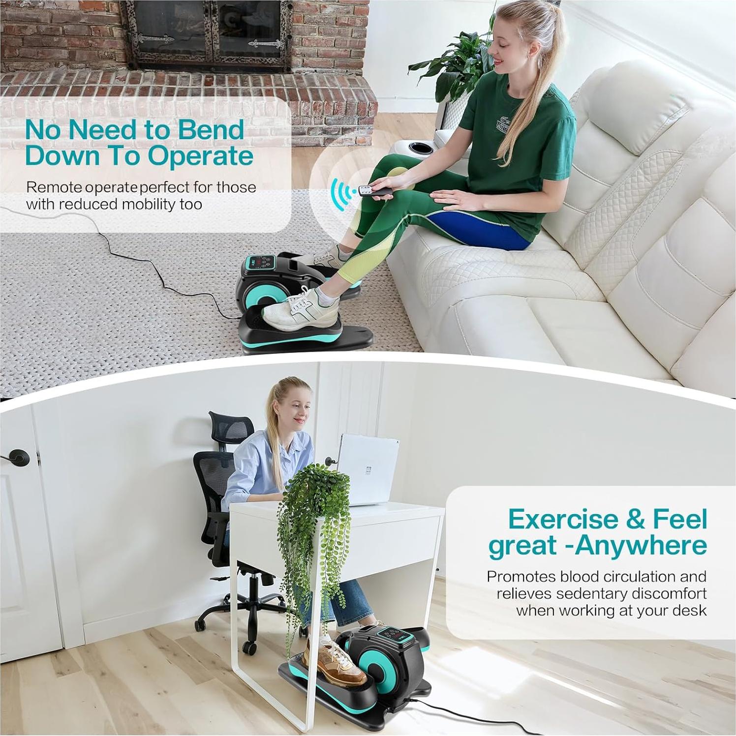 Máquina Elíptica Bajo Escritorio AODI EM02 Verde, Silenciosa y Portátil