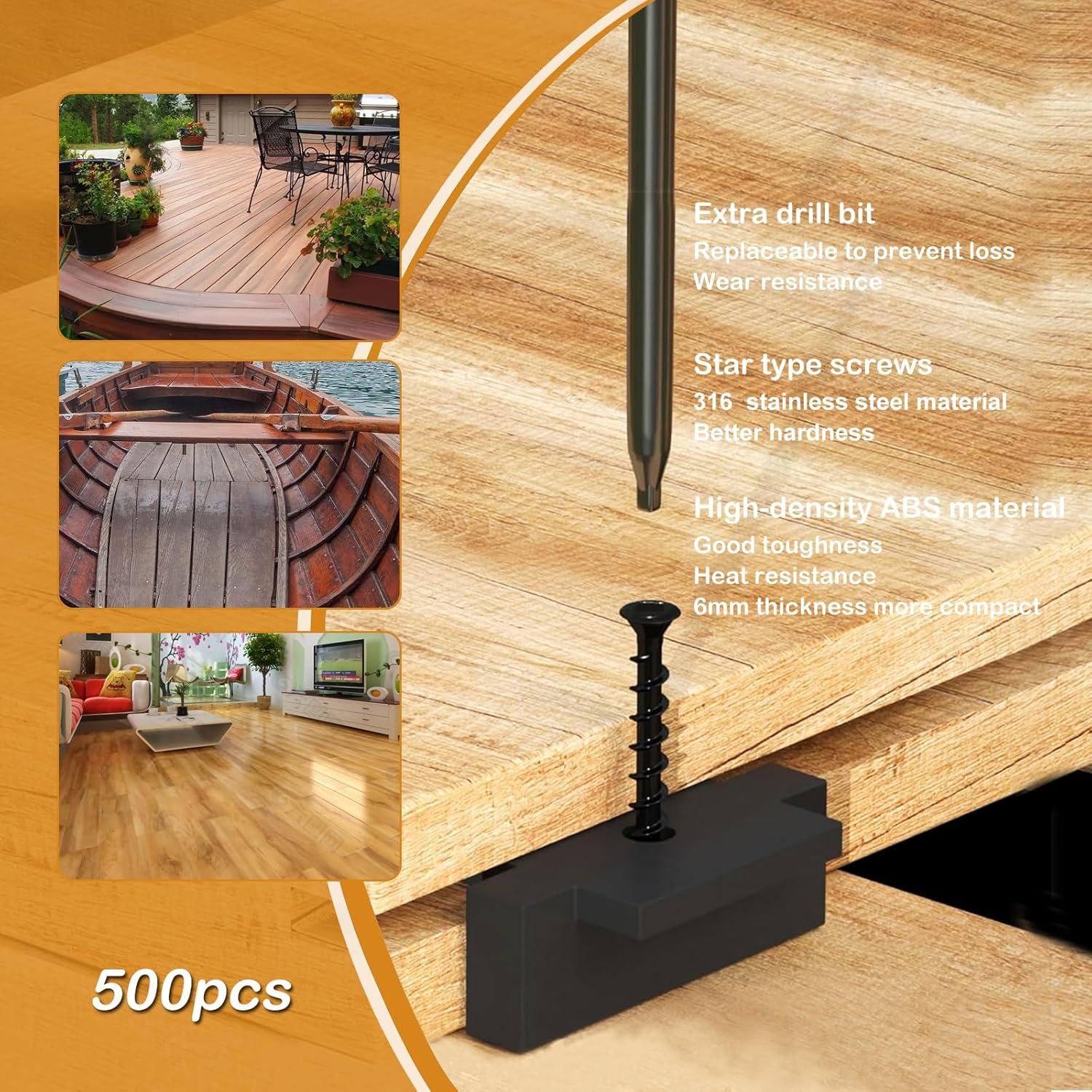 500 Sujetadores Ocultos JIUZILIH para Tableros de Compuesto