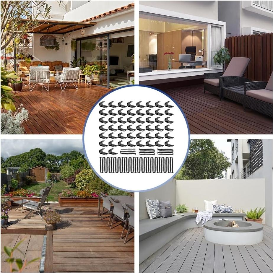 Paquete de 100 Clips y Tornillos para Deck HKZTUY - Acero Inoxidable