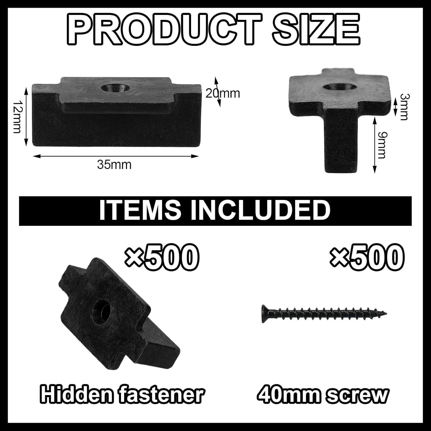 500 Sujetadores Ocultos Bucherry + Tornillos de 40mm Negro