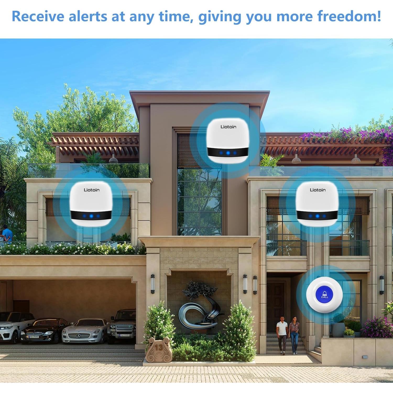 Sistema de Alarma SOS Inalámbrico Liotoin 5 Botones 5 Receptores