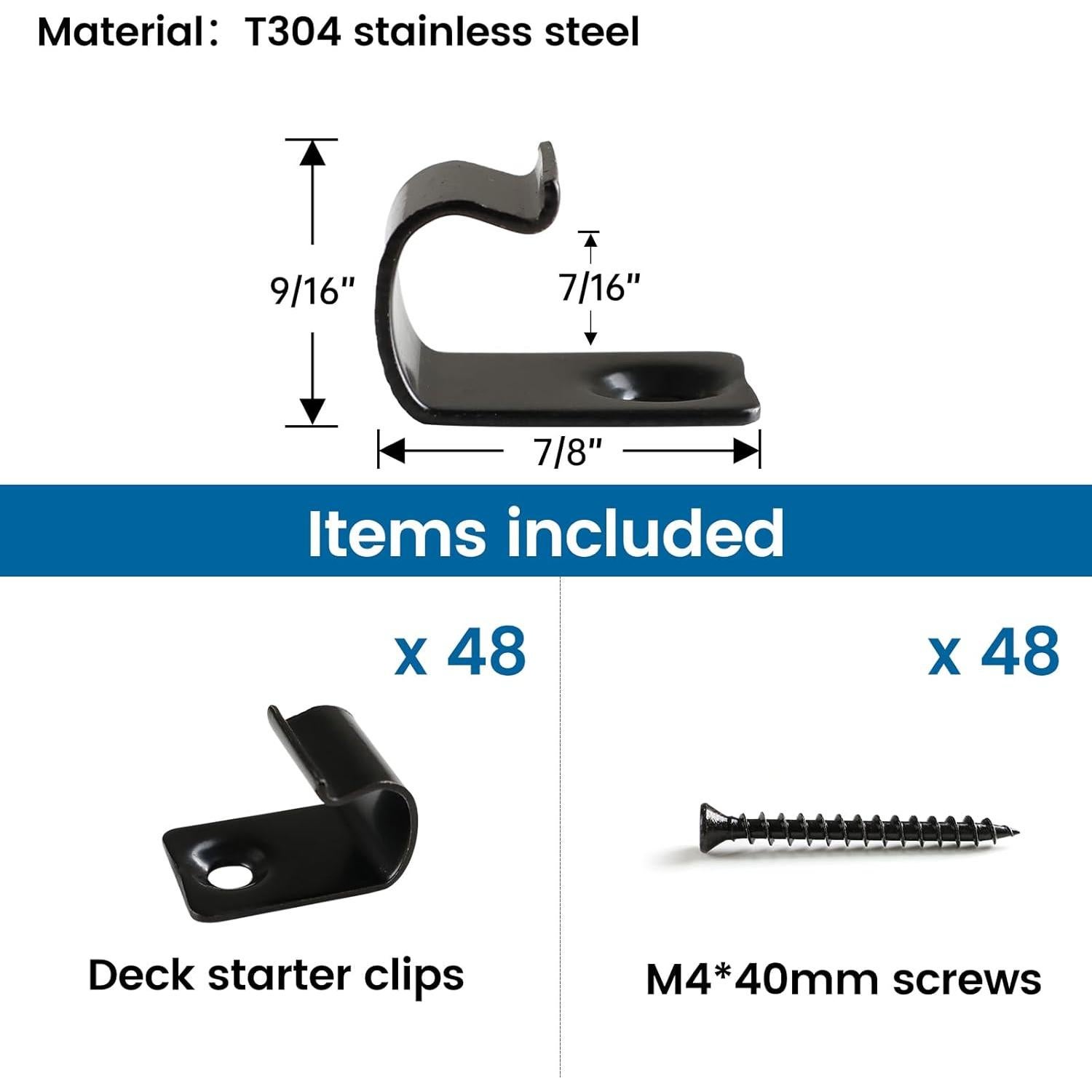 Muzata Clips de Inicio para Deck 48Pack Acero Inoxidable
