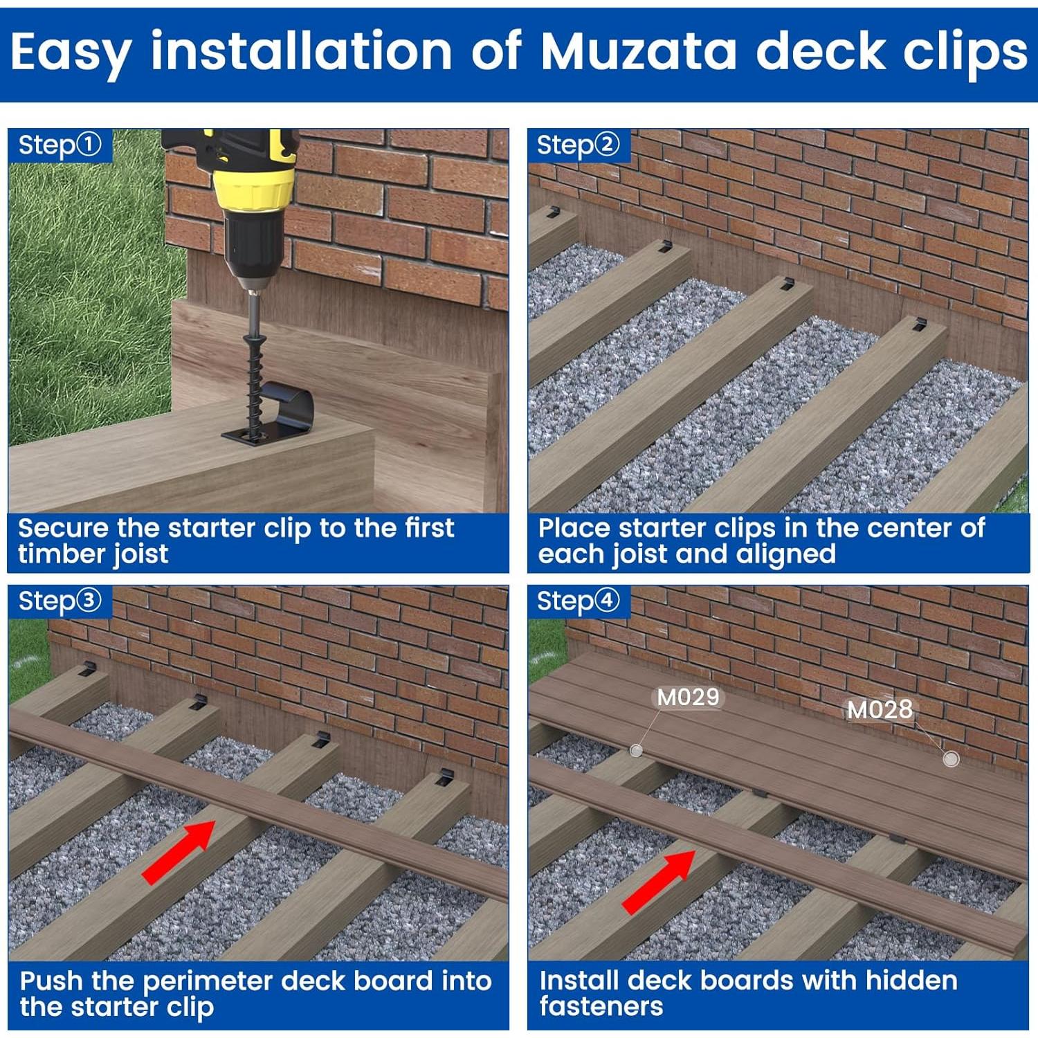 Muzata Sujetadores Ocultos para Deck 750PCS M029 Negro