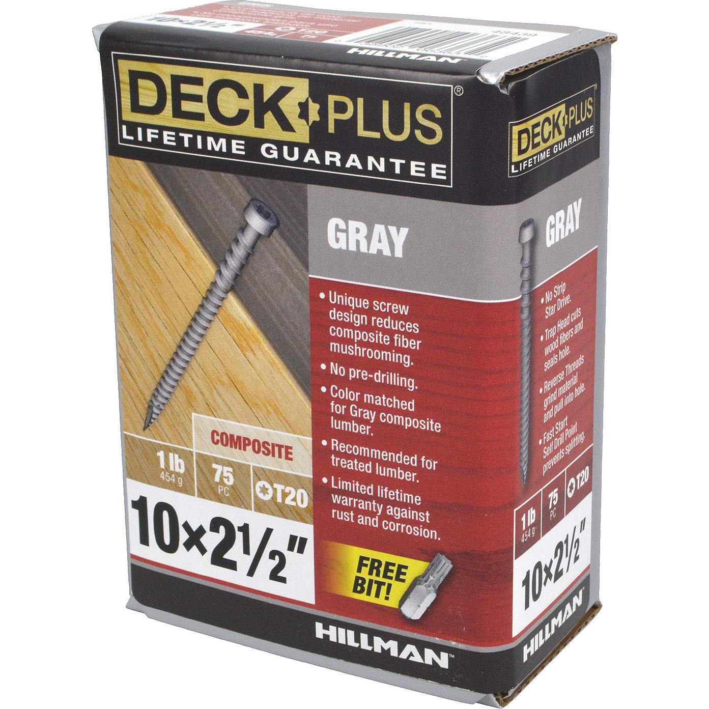 Tornillos para Deck HILLMAN 48439, 75 Piezas, Gris