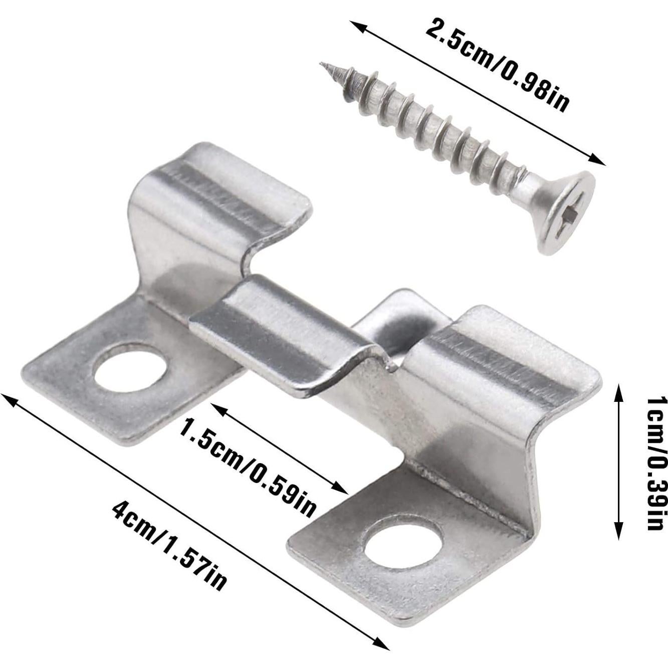 100 Clips de Deck con Tornillos de Acero Inoxidable 4x1cm